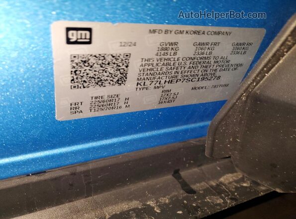 KL77LHEP7SC195278 2025 CHEVROLET TRAX Blue 