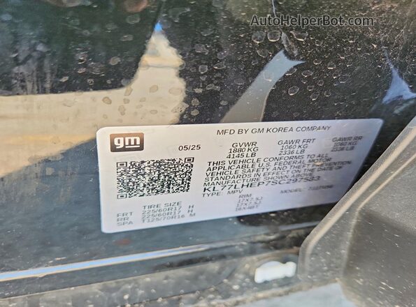 KL77LHEP7SC297583 2025 CHEVROLET TRAX Black 