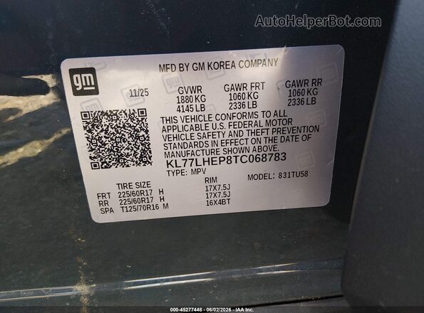 KL77LHEP8TC068783 2026 CHEVROLET TRAX Green Widok komory silnika