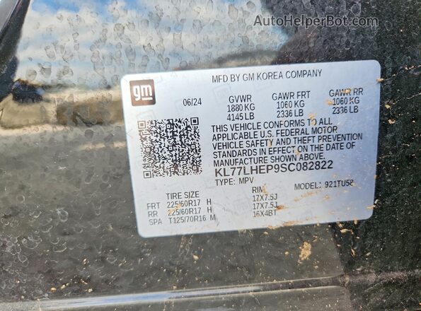 KL77LHEP9SC082822 2025 CHEVROLET TRAX Black 