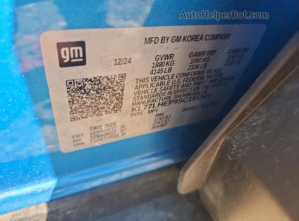 KL77LHEP9SC191541 2025 CHEVROLET TRAX Blue 