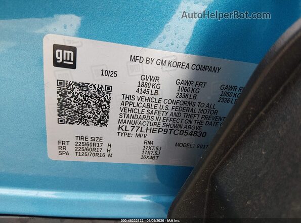 KL77LHEP9TC054830 2026 CHEVROLET TRAX Blue Շարժիչի բաժամունքի տեսք