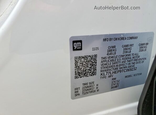 KL77LHEP9TC069232 2026 CHEVROLET TRAX White 
