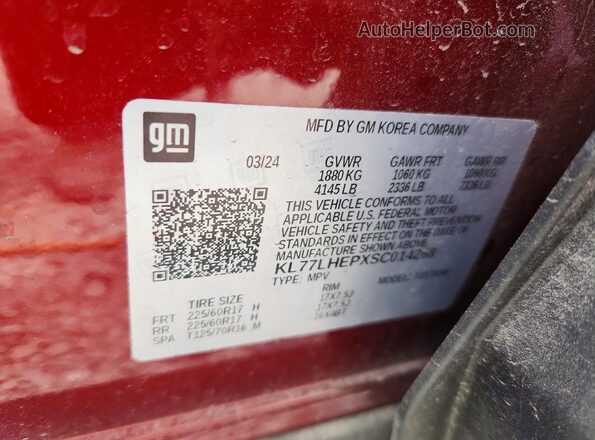 KL77LHEPXSC014268 2025 CHEVROLET TRAX Burgundy Շարժիչի բաժամունքի տեսք