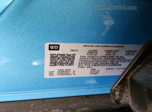 KL77LHEPXSC128626 2025 CHEVROLET TRAX Blue 