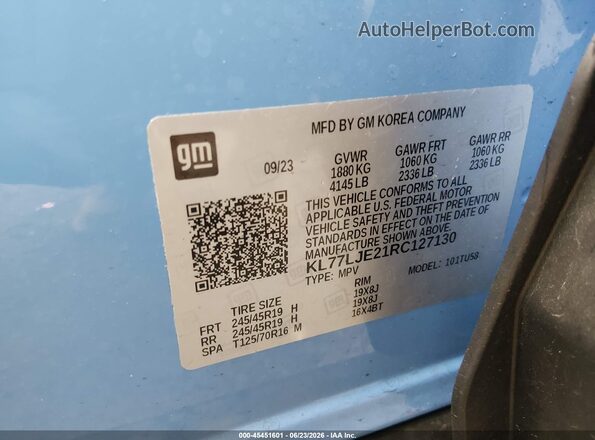 KL77LJE21RC127130 2024 CHEVROLET TRAX Blue Engine compartment view