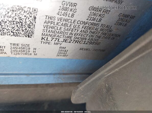 KL77LJE27RC129898 2024 CHEVROLET TRAX Blue Widok komory silnika