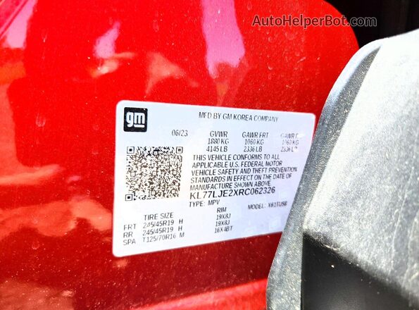 KL77LJE2XRC062326 2024 CHEVROLET TRAX Maroon 