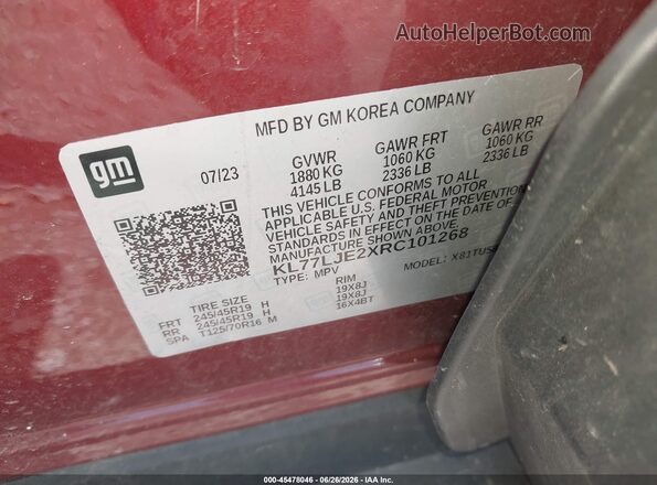 KL77LJE2XRC101268 2024 CHEVROLET TRAX Red Widok komory silnika