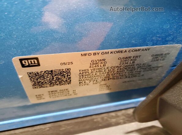 KL77LJEP5SC310614 2025 CHEVROLET TRAX Blue 