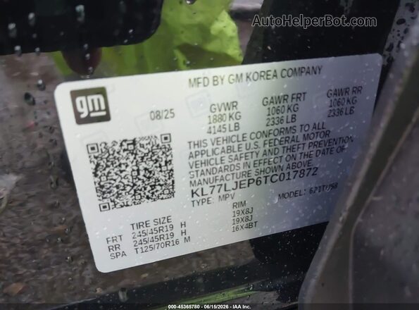 KL77LJEP6TC017872 2026 CHEVROLET TRAX Black Вид підкапотного простору