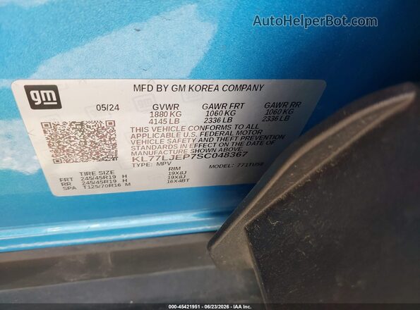 KL77LJEP7SC048367 2025 CHEVROLET TRAX Blue Вид підкапотного простору