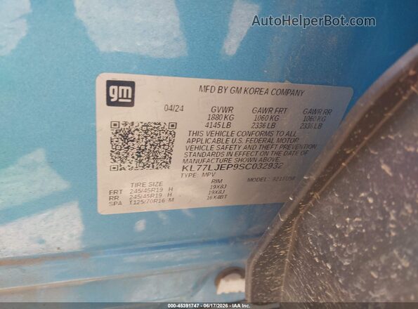 KL77LJEP9SC032932 2025 CHEVROLET TRAX Blue ძრავის განყოფილების ხედი