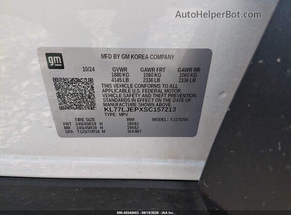 KL77LJEPXSC157213 2025 CHEVROLET TRAX White Շարժիչի բաժամունքի տեսք