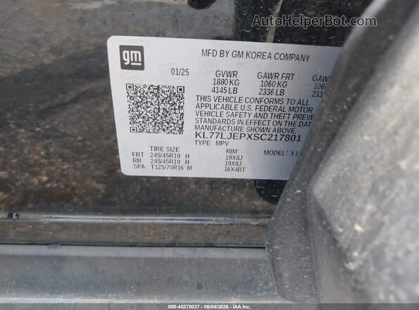 KL77LJEPXSC217801 2025 CHEVROLET TRAX Black 