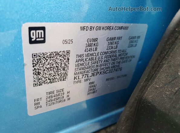 KL77LJEPXSC317476 2025 CHEVROLET TRAX Blue 