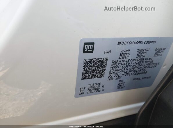 KL77LJEPXTC050888 2026 CHEVROLET TRAX White ძრავის განყოფილების ხედი
