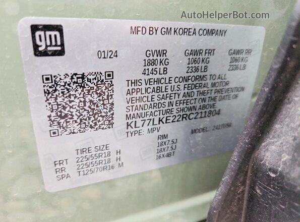 KL77LKE22RC211804 2024 CHEVROLET TRAX Green Շարժիչի բաժամունքի տեսք