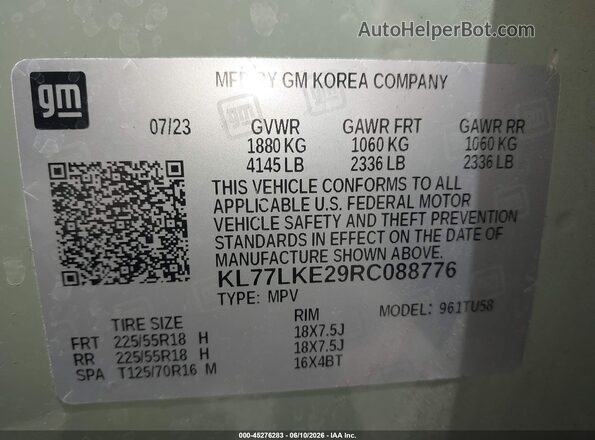 KL77LKE29RC088776 2024 CHEVROLET TRAX Green Вид підкапотного простору