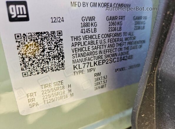 KL77LKEP2SC184248 2025 CHEVROLET TRAX Green Widok wnętrza 360 stopni
