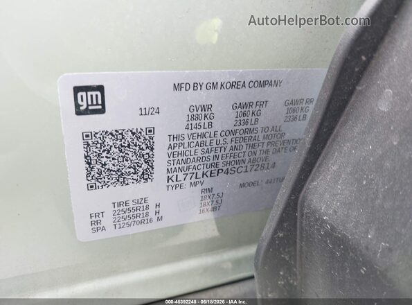 KL77LKEP4SC172814 2025 CHEVROLET TRAX Green Widok komory silnika