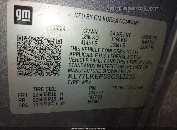 KL77LKEP5SC012232 2025 CHEVROLET TRAX Silver Շարժիչի բաժամունքի տեսք