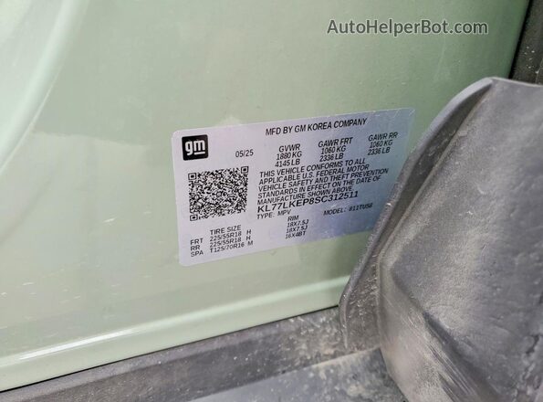 KL77LKEP8SC312511 2025 CHEVROLET TRAX Green Շարժիչի բաժամունքի տեսք