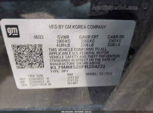 KL79MMS20PB204231 2023 CHEVROLET TRAILBLAZER Black Շարժիչի բաժամունքի տեսք