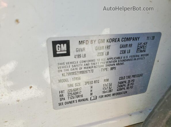 KL79MMS21MB097170 2021 CHEVROLET TRAILBLAZER White Սալոնի 360 աստիճան տեսք