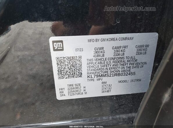 KL79MMS21RB032455 2024 CHEVROLET TRAILBLAZER Черный Вид подкапотного пространства