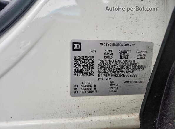 KL79MMS22RB069899 2024 CHEVROLET TRAILBLAZER White VIN կոդի պիտակի տեսք