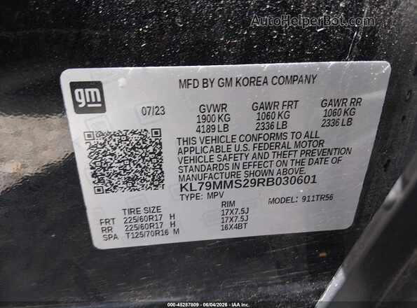 KL79MMS29RB030601 2024 CHEVROLET TRAILBLAZER Black Շարժիչի բաժամունքի տեսք
