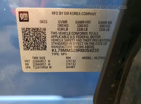 KL79MMS29RB054235 2024 CHEVROLET TRAILBLAZER Blue სალონის 360-გრადუსიანი ხედი