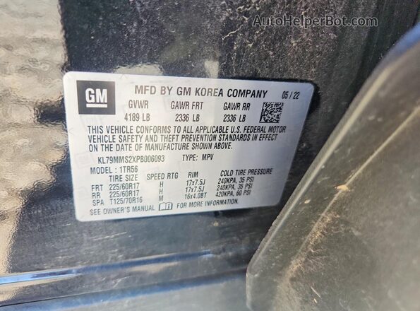 KL79MMS2XPB006093 2023 CHEVROLET TRAILBLAZER Black VIN կոդի պիտակի տեսք