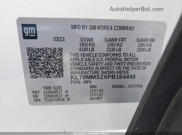 KL79MMS2XPB164448 2023 CHEVROLET TRAILBLAZER White Շարժիչի բաժամունքի տեսք