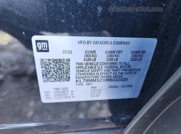 KL79MMS2XRB032020 2024 CHEVROLET TRAILBLAZER Black VIN sticker view