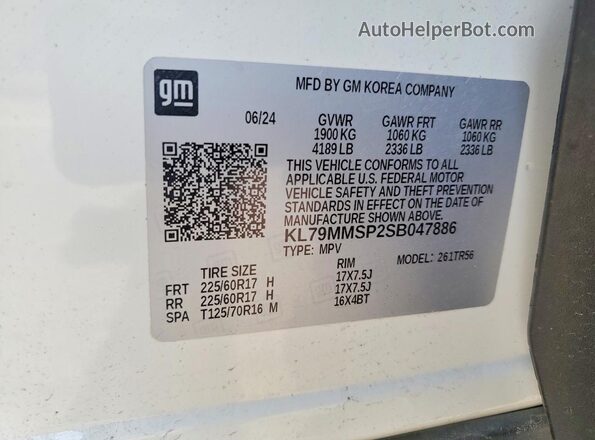 KL79MMSP2SB047886 2025 CHEVROLET TRAILBLAZER White 