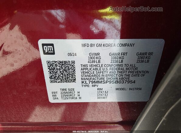 KL79MMSP9SB037954 2025 CHEVROLET TRAILBLAZER Red ძრავის განყოფილების ხედი