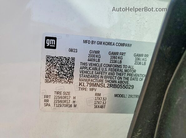KL79MNSL2RB055029 2024 CHEVROLET TRAILBLAZER Белый Панорамный вид салона 360°