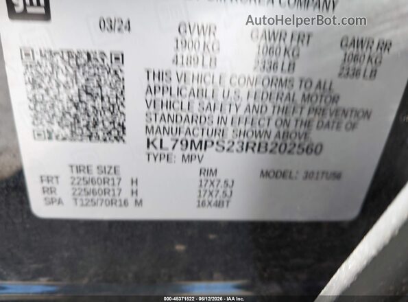 KL79MPS23RB202560 2024 CHEVROLET TRAILBLAZER Black Vista del compartimento del motor