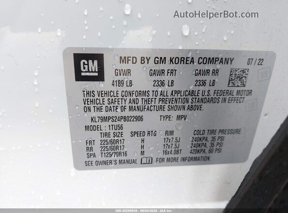 KL79MPS24PB022906 2023 CHEVROLET TRAILBLAZER White Engine compartment view