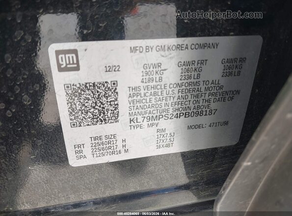 KL79MPS24PB098187 2023 CHEVROLET TRAILBLAZER Black Engine compartment view