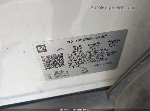 KL79MPS24PB189346 2023 CHEVROLET TRAILBLAZER White Widok komory silnika