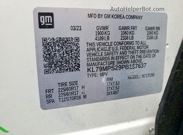 KL79MPS29PB157637 2023 CHEVROLET TRAILBLAZER White Вид підкапотного простору