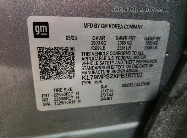 KL79MPS2XPB187701 2023 CHEVROLET TRAILBLAZER Gray 