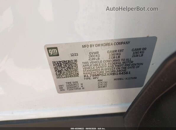 KL79MPS2XRB144561 2024 CHEVROLET TRAILBLAZER White 