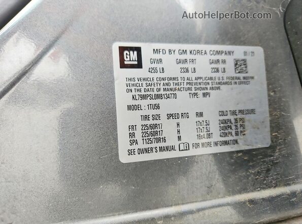 KL79MPSL0MB134770 2021 CHEVROLET TRAILBLAZER Gray 