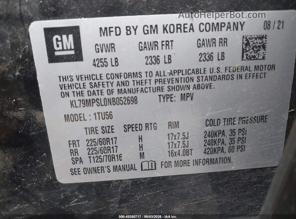 KL79MPSL0NB052698 2022 CHEVROLET TRAILBLAZER Black Widok komory silnika