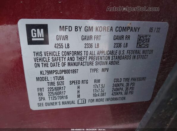 KL79MPSL0PB001897 2023 CHEVROLET TRAILBLAZER Red Շարժիչի բաժամունքի տեսք