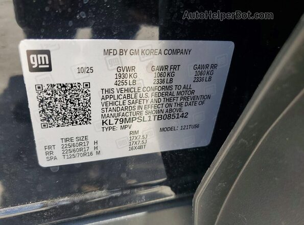KL79MPSL1TB085142 2026 CHEVROLET TRAILBLAZER Black 